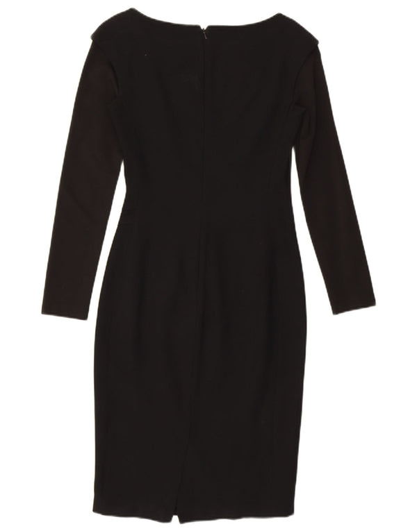 KAREN MILLEN Womens Long Sleeve Sheath Dress UK 6 XS Black Viscose