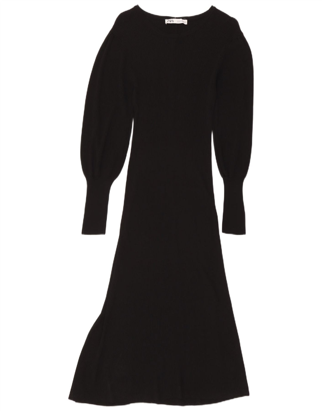 Женское платье макси с длинным рукавом ZARA UK 12, средний черный, вискоза