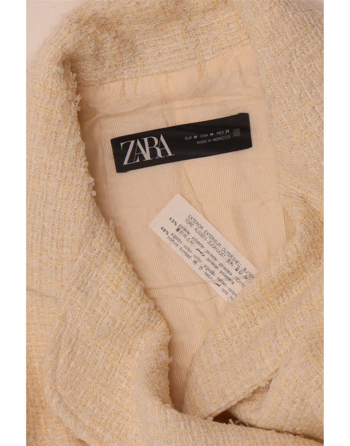 Женский двубортный пиджак Zara UK 12, средний белый полиэстер