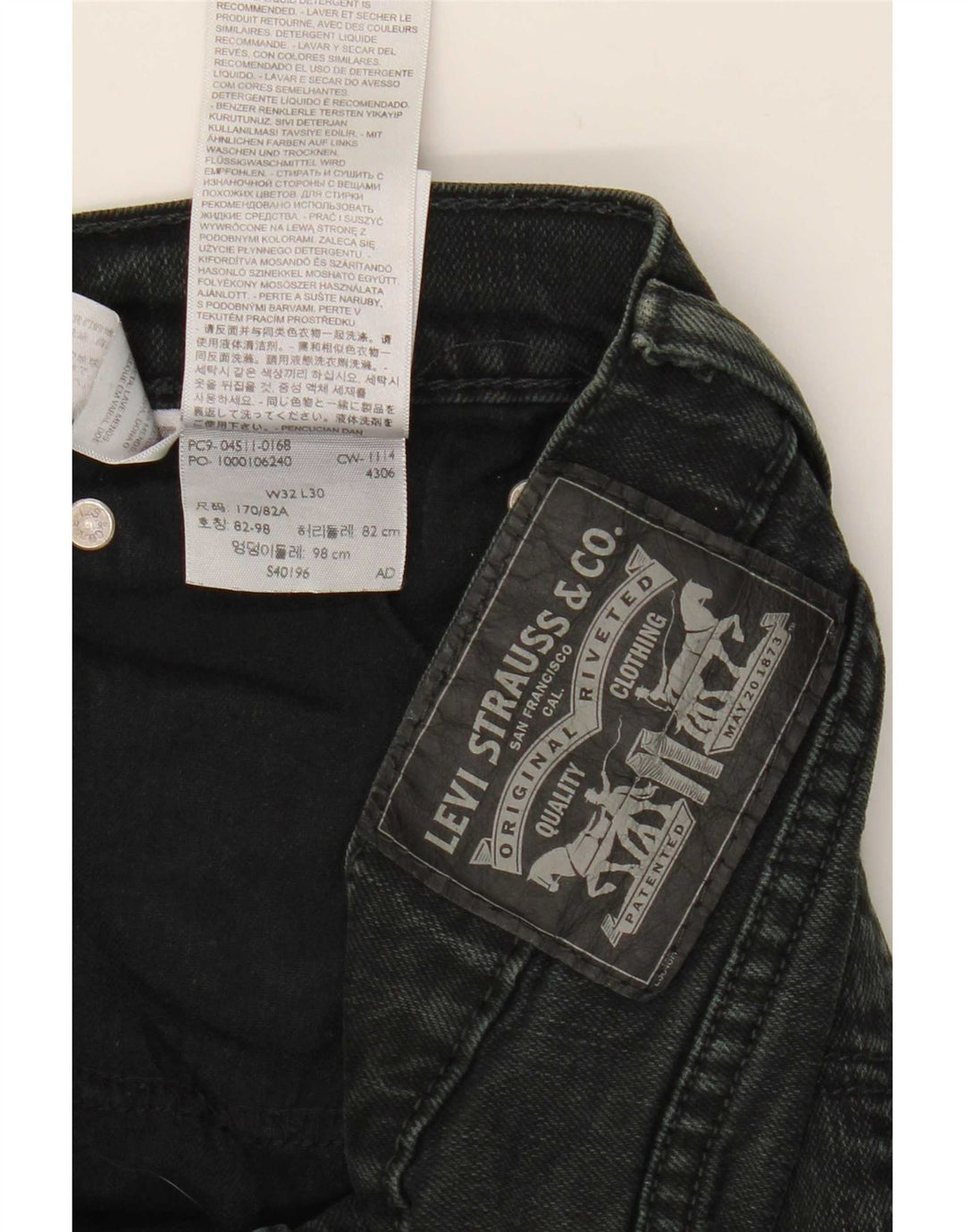 Женские прямые джинсы Levi's W32 L30, черный хлопок