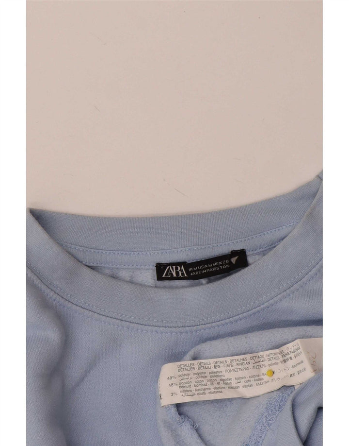 Женский укороченный свитер Zara UK 14, средний синий полиэстер