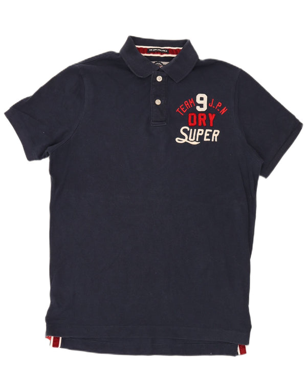 Мужская рубашка-поло с рисунком Superdry 2XL, темно-синяя, хлопок