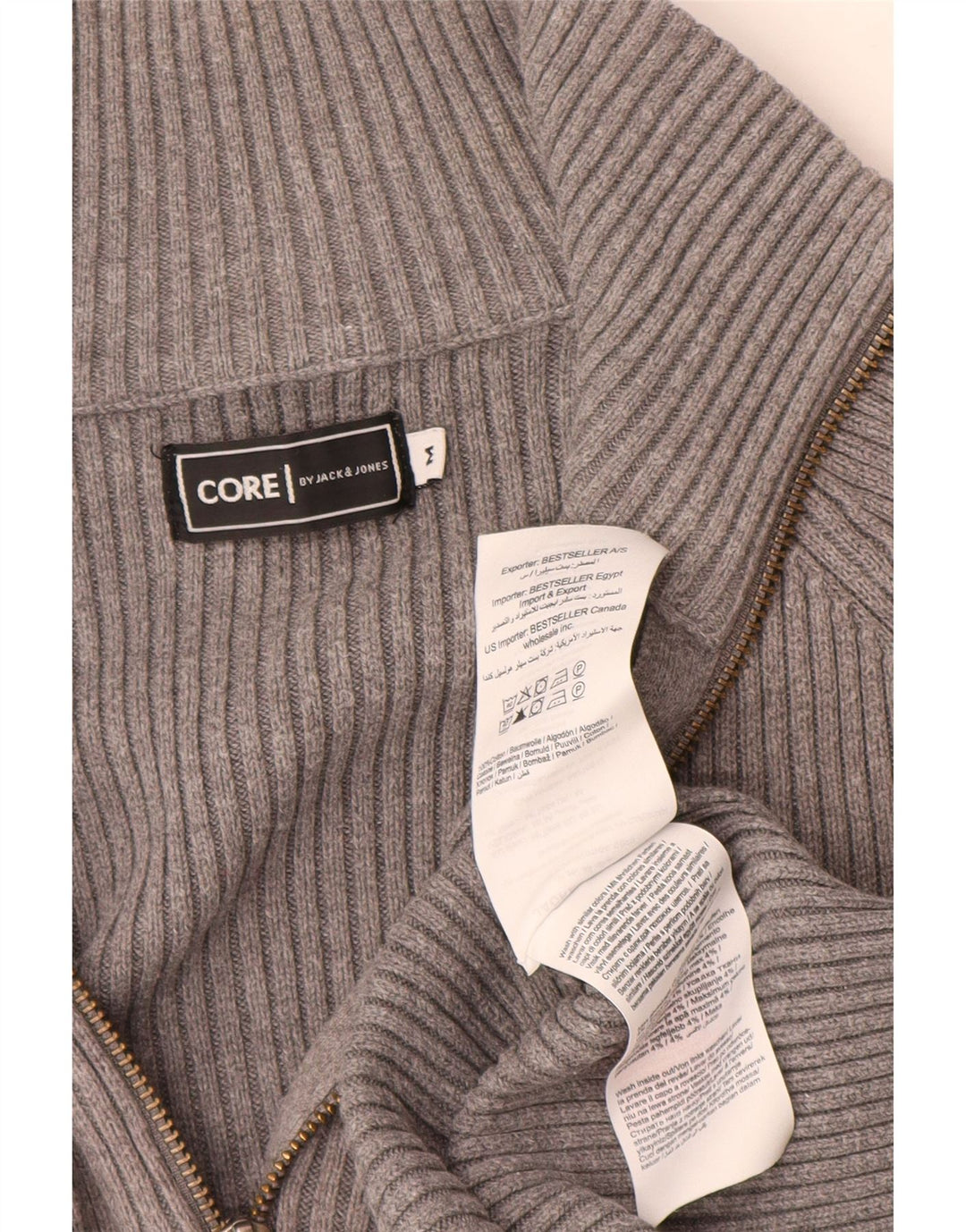 Мужской кардиган Jack & Jones, хлопковый свитер среднего серого цвета
