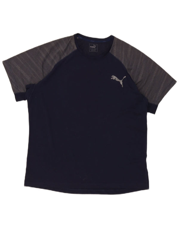 Мужская футболка Puma Top XL темно-синяя с цветными блоками из полиэстера