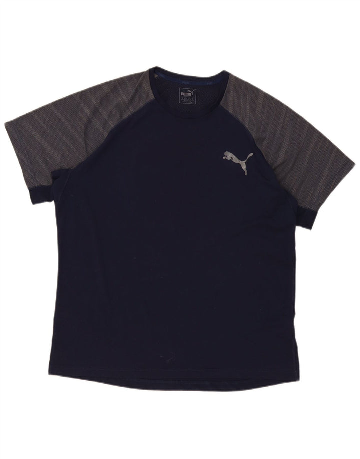 Мужская футболка Puma Top XL темно-синяя с цветными блоками из полиэстера