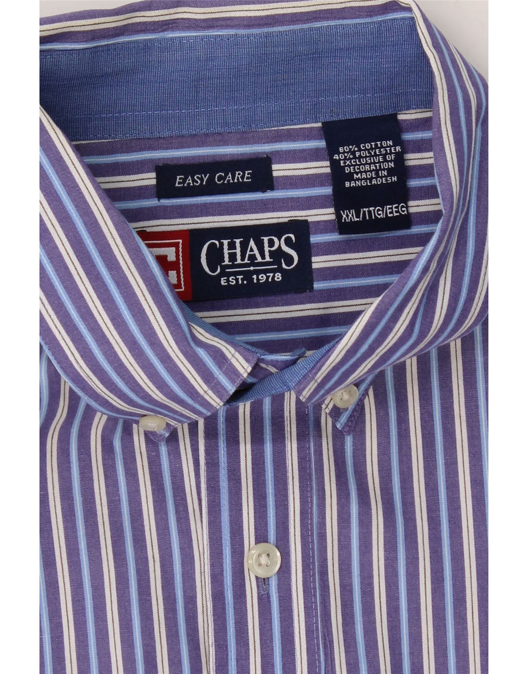 CHAPS Mens Shirt 2XL Purple Striped Cotton Vintage Chaps and Second-Hand Chaps from Messina Hembry 