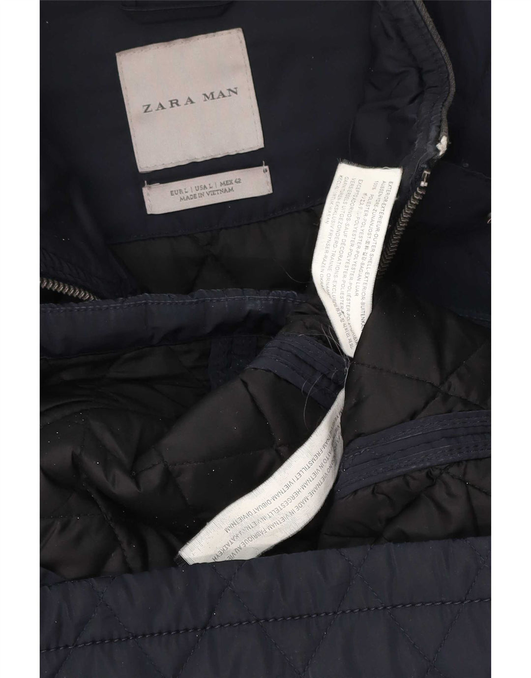 Мужская стеганая куртка Zara UK 40, большая темно-синяя, полиэстер