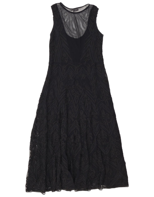 HUNZA Женское платье макси без рукавов UK 18 XL Черное вискоза с пейсли
