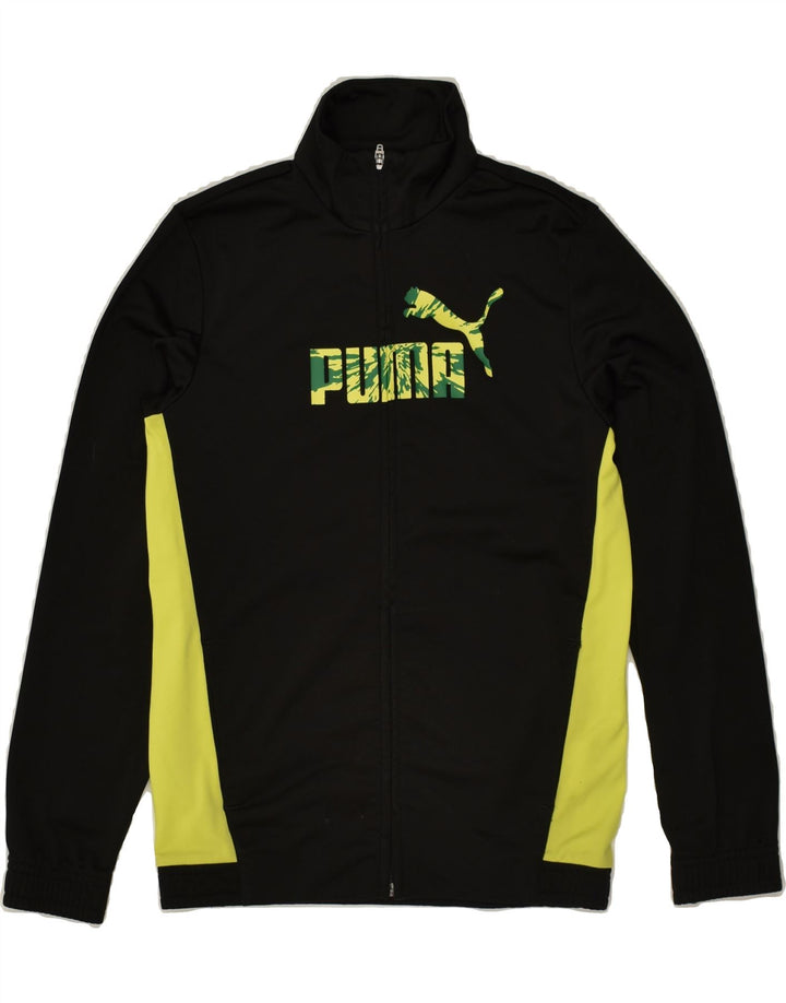 PUMA Boys Graphic Tracksuit Top Jacket 11-12 Years  Black Colourblock | Vintage Puma | Thrift | Second-Hand Puma | Used Clothing | Messina Hembry 