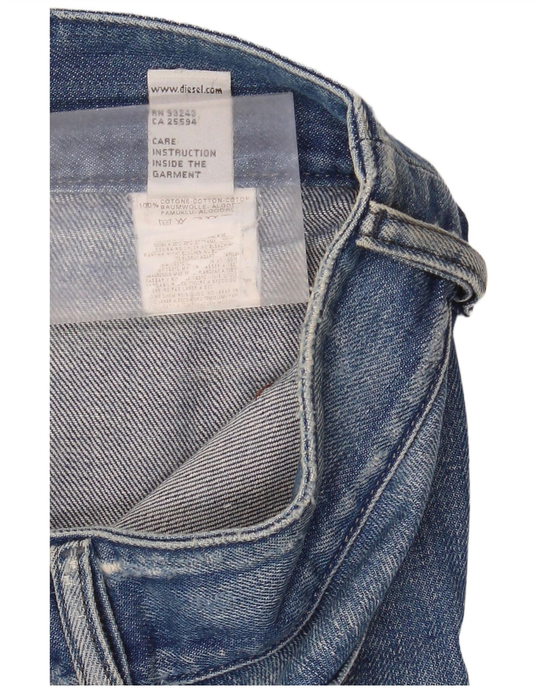 Женские потертые джинсы Diesel Bootcut W26 L32, синий хлопок