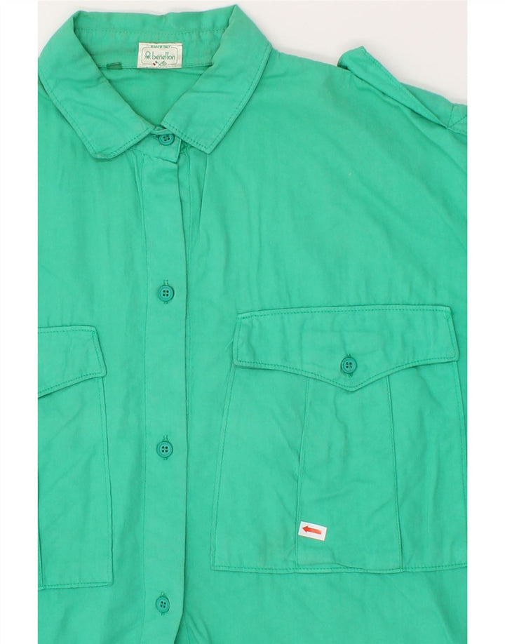 BENETTON Womens Crop Shirt EU 42 Large Green Cotton Vintage Benetton and Second-Hand Benetton from Messina Hembry 