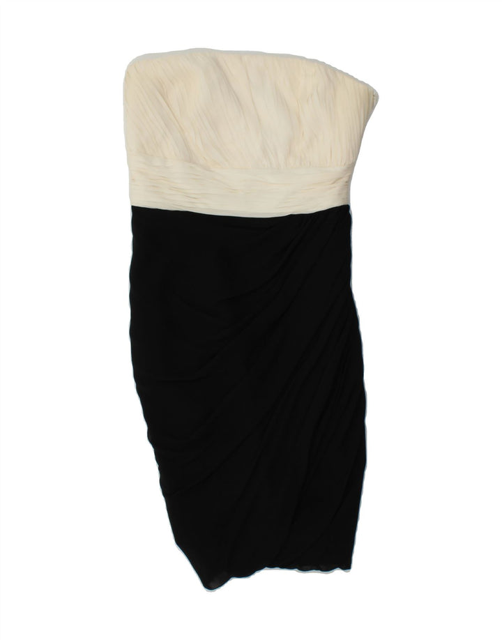 LUISA SPAGNOLI Womens Strapless Dress IT 40 Small Black Colourblock Silk Vintage Luisa Spagnoli and Second-Hand Luisa Spagnoli from Messina Hembry 