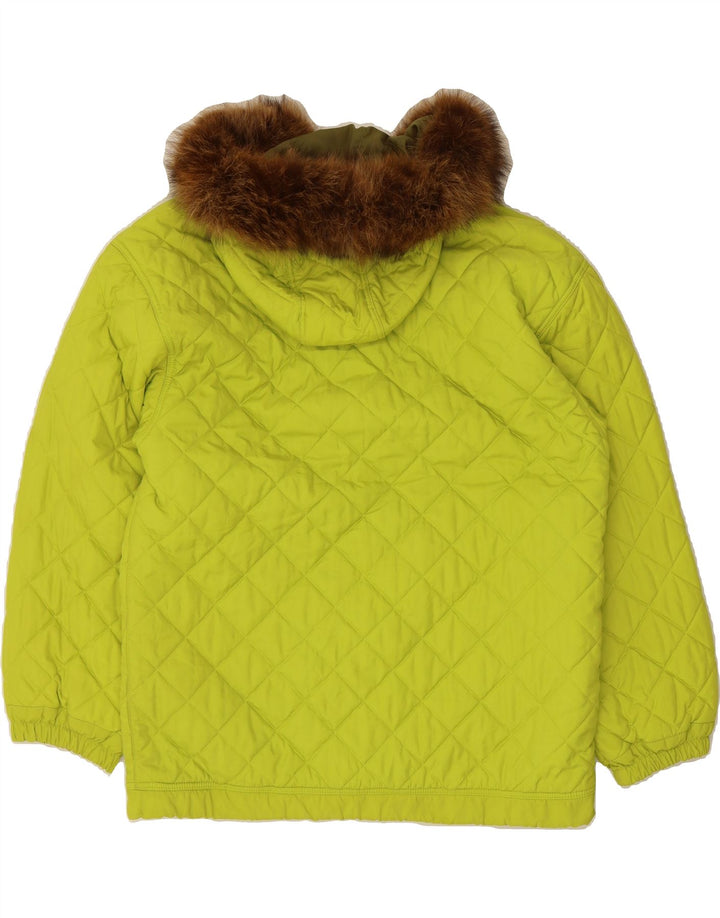 BELFE Womens Oversized Hooded Quilted Jacket IT 46 Large Yellow Polyester Vintage Belfe and Second-Hand Belfe from Messina Hembry 