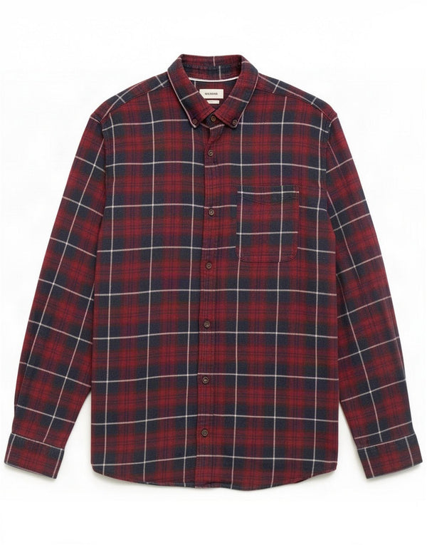 Мужская фланелевая рубашка Jack & Jones в темно-бордовую клетку, хлопок