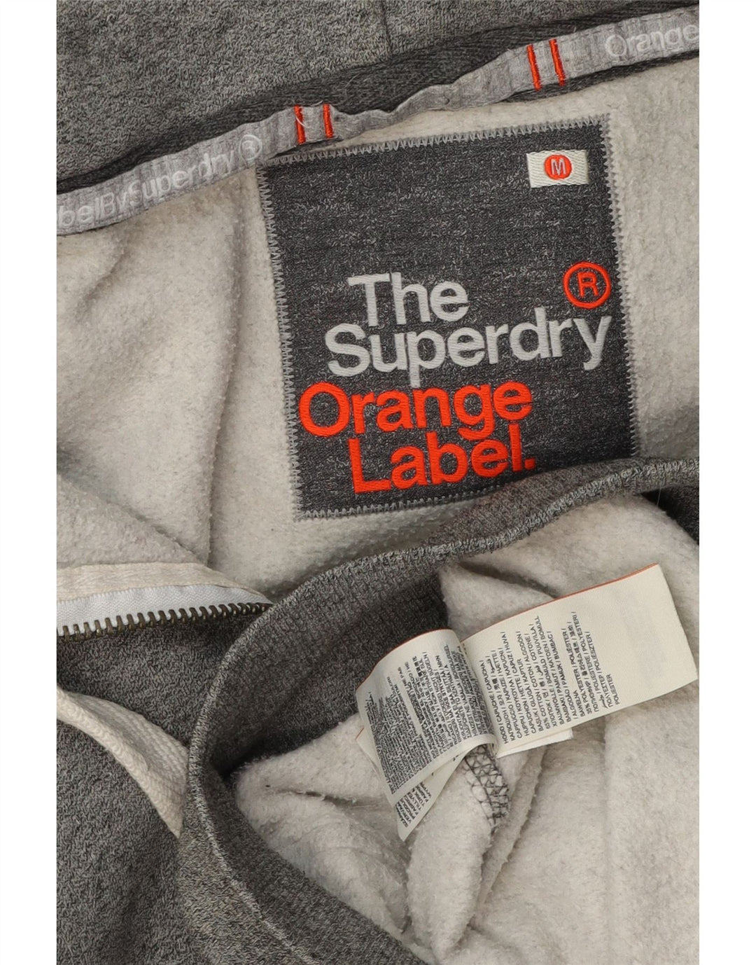 Мужской свитер с капюшоном на молнии Superdry среднего серого цвета, хлопок