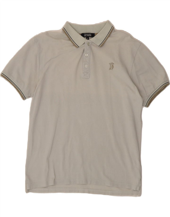 TRUSSARDI Mens Polo Shirt Medium Grey Cotton Vintage Trussardi and Second-Hand Trussardi from Messina Hembry 