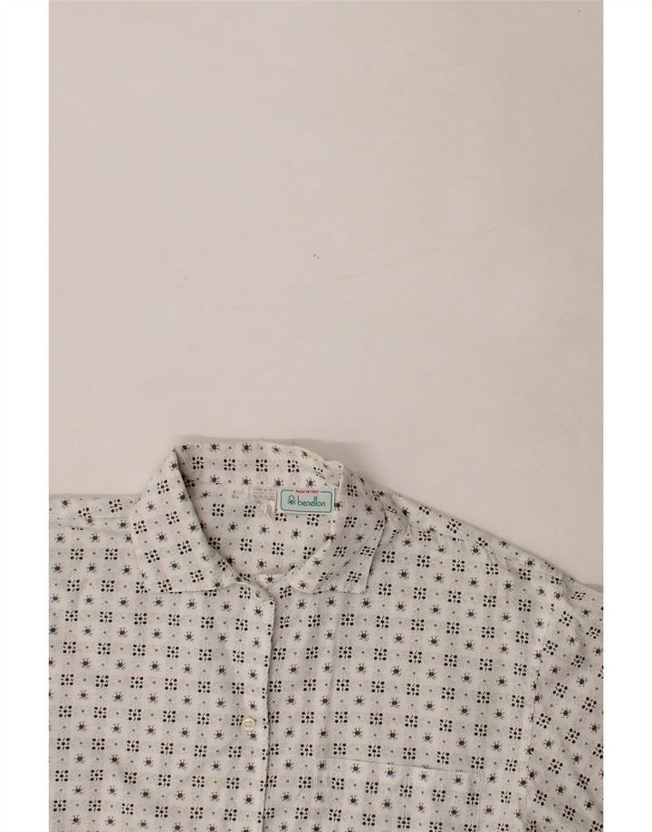 BENETTON Womens Oversized Short Sleeve Shirt UK 10 Small Grey Cotton Vintage Benetton and Second-Hand Benetton from Messina Hembry 