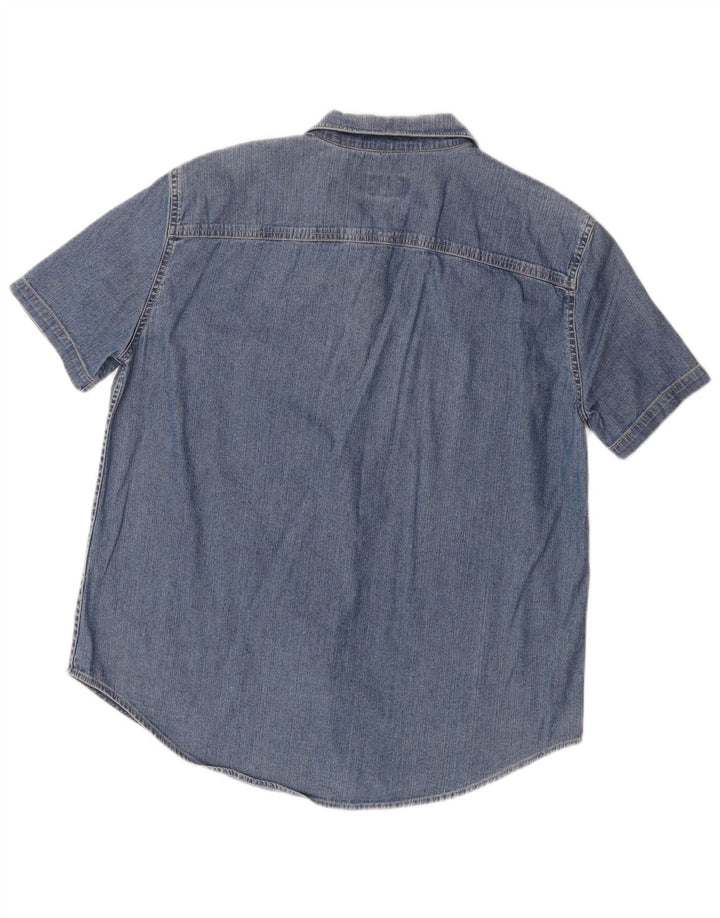 CALVIN KLEIN JEANS Женская джинсовая рубашка с коротким рукавом UK 18 XL Синяя хлопковая