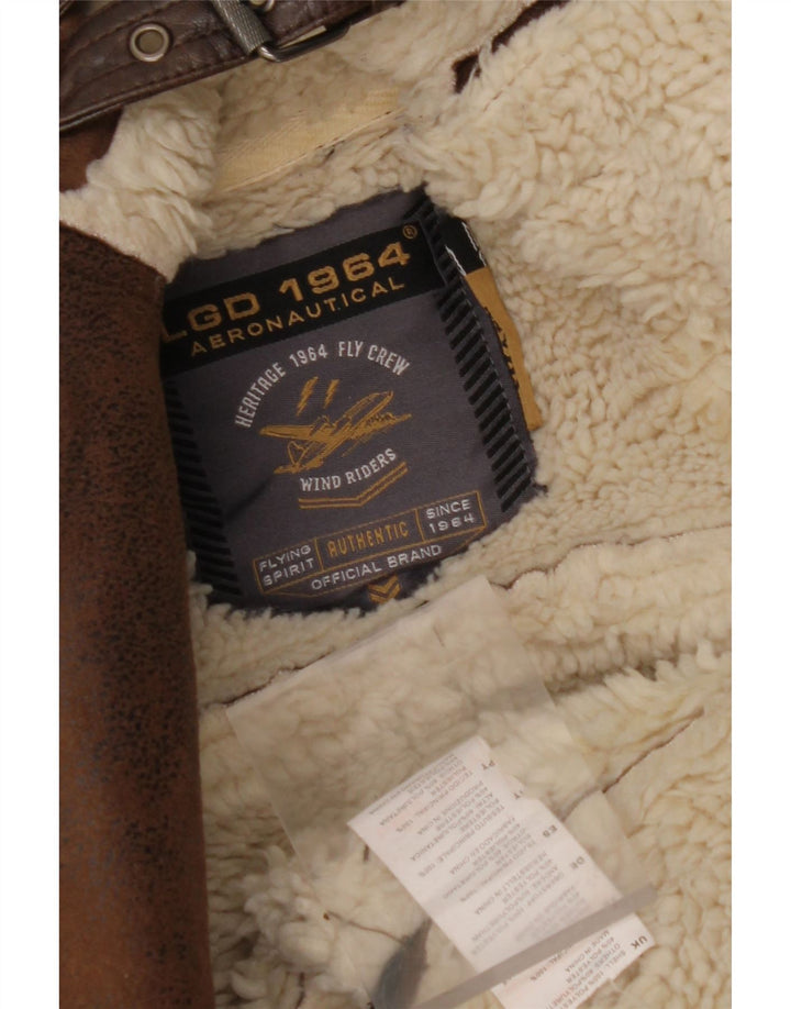 Мужская куртка-шерпа AERONAUTICA MILITARE UK 36, маленькая, коричневая, полиэстер