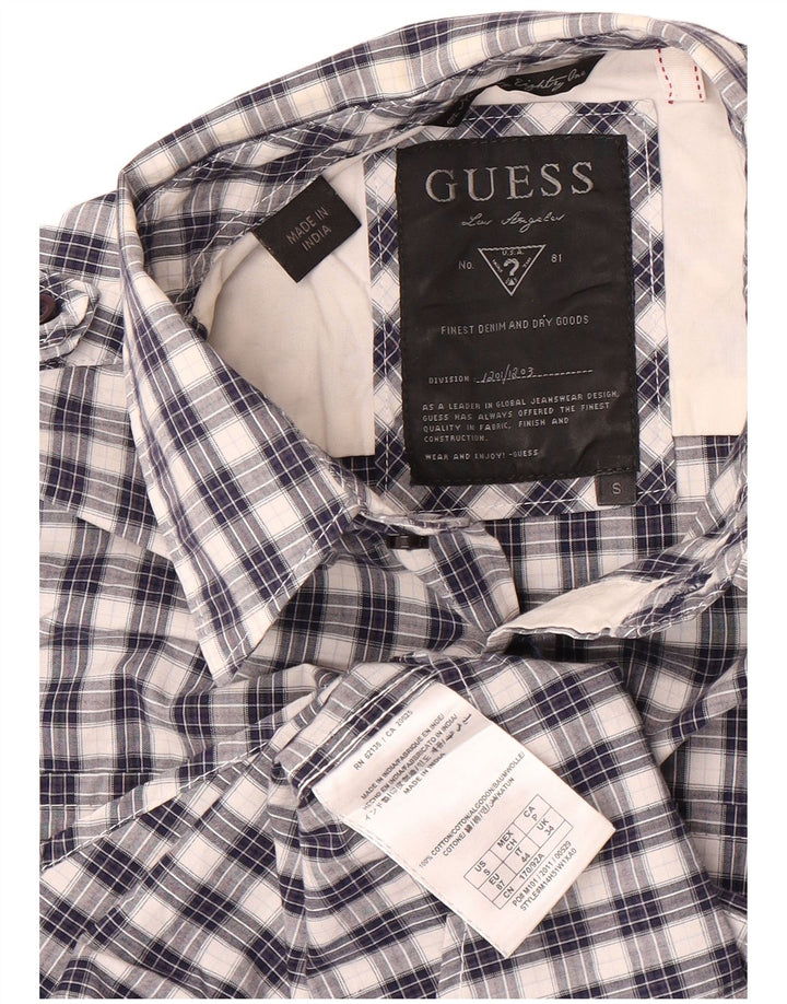 Мужская рубашка Guess, маленькая синяя клетка, хлопок