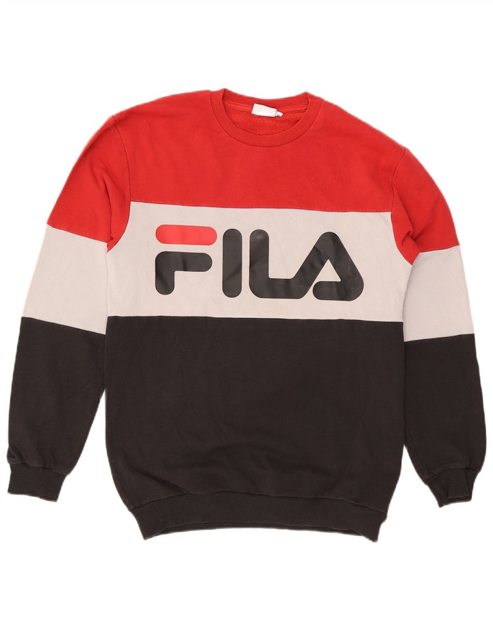 Мужской свитшот с рисунком Fila XS, разноцветный хлопок с цветными блоками