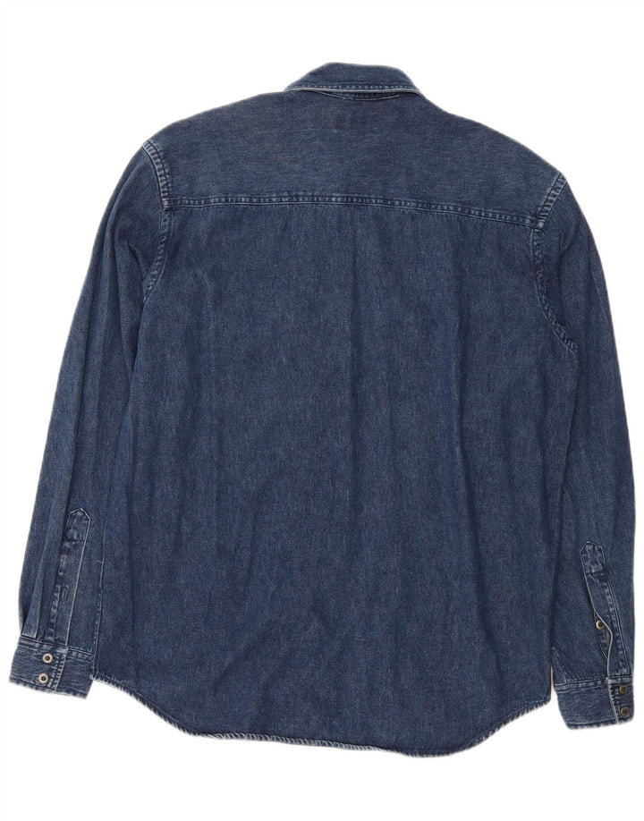 Мужская джинсовая рубашка Sergio Tacchini среднего размера, темно-синяя, хлопок