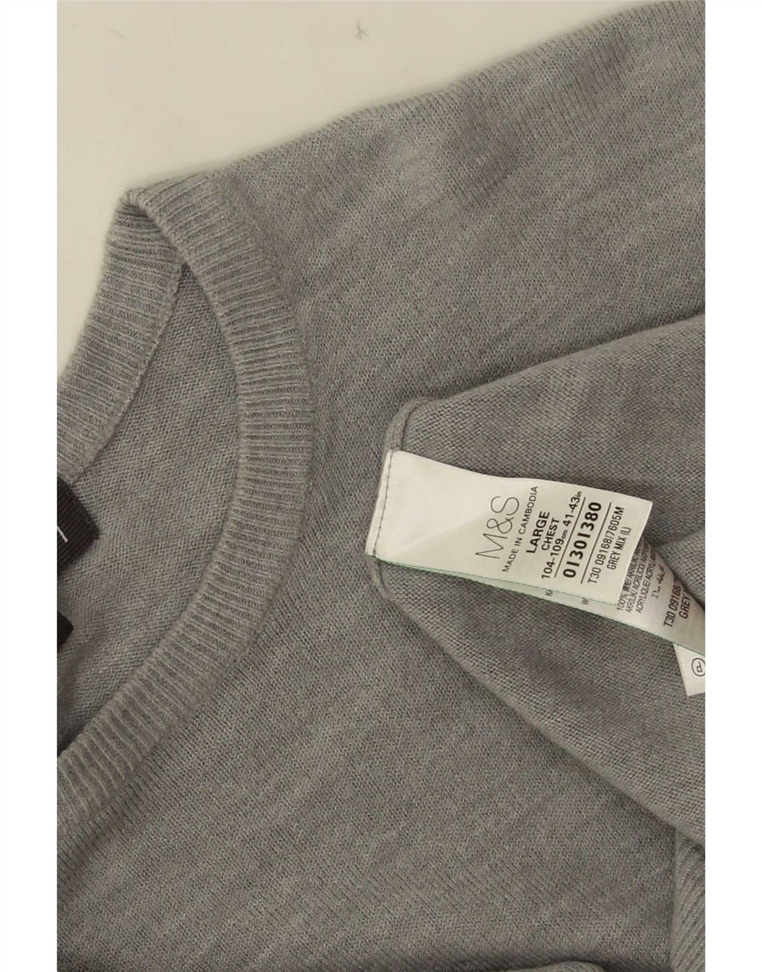 Мужской джемпер с круглым вырезом Marks & Spencer, большой серый акрил