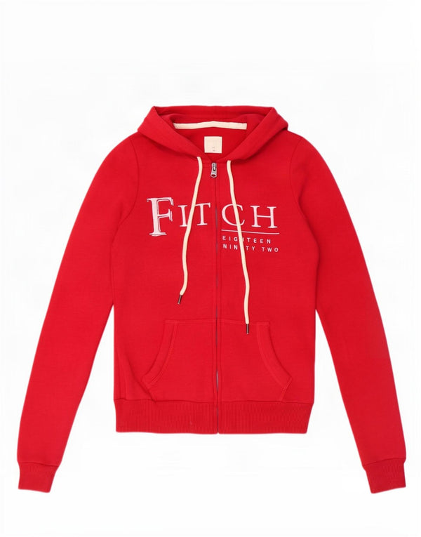 Женский свитер с капюшоном на молнии с графическим рисунком Abercrombie & Fitch UK 6 XS, красный хлопок