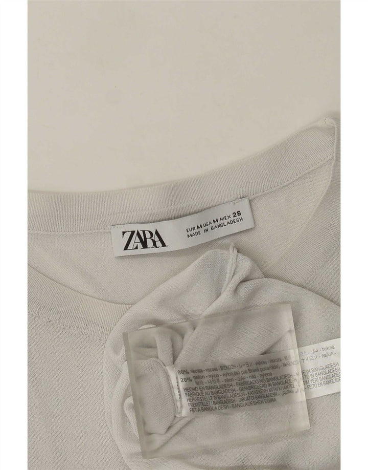 Женский топ Zara с длинным рукавом UK 12, вискоза среднего серого цвета