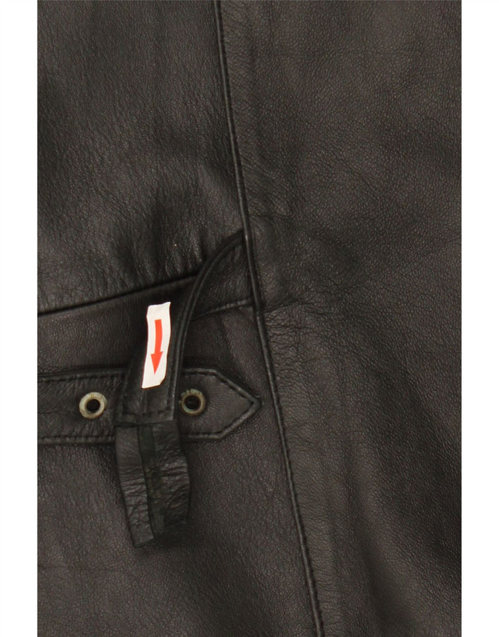 Винтажный мужской кожаный жилет среднего черного цвета