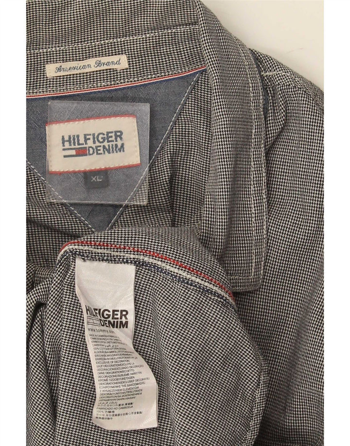 Мужская рубашка Tommy Hilfiger XL, темно-синяя, хлопок с узором «гусиные лапки»