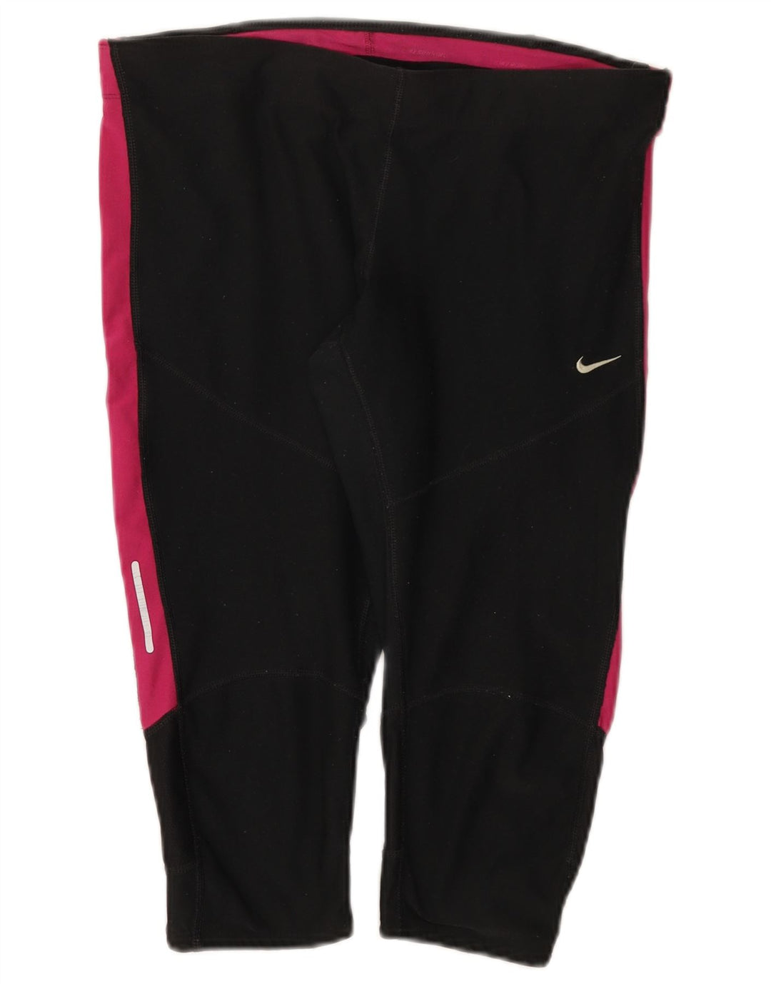 Женские леггинсы-капри Nike Dri Fit UK 14, большие черные полиэстер с цветными блоками