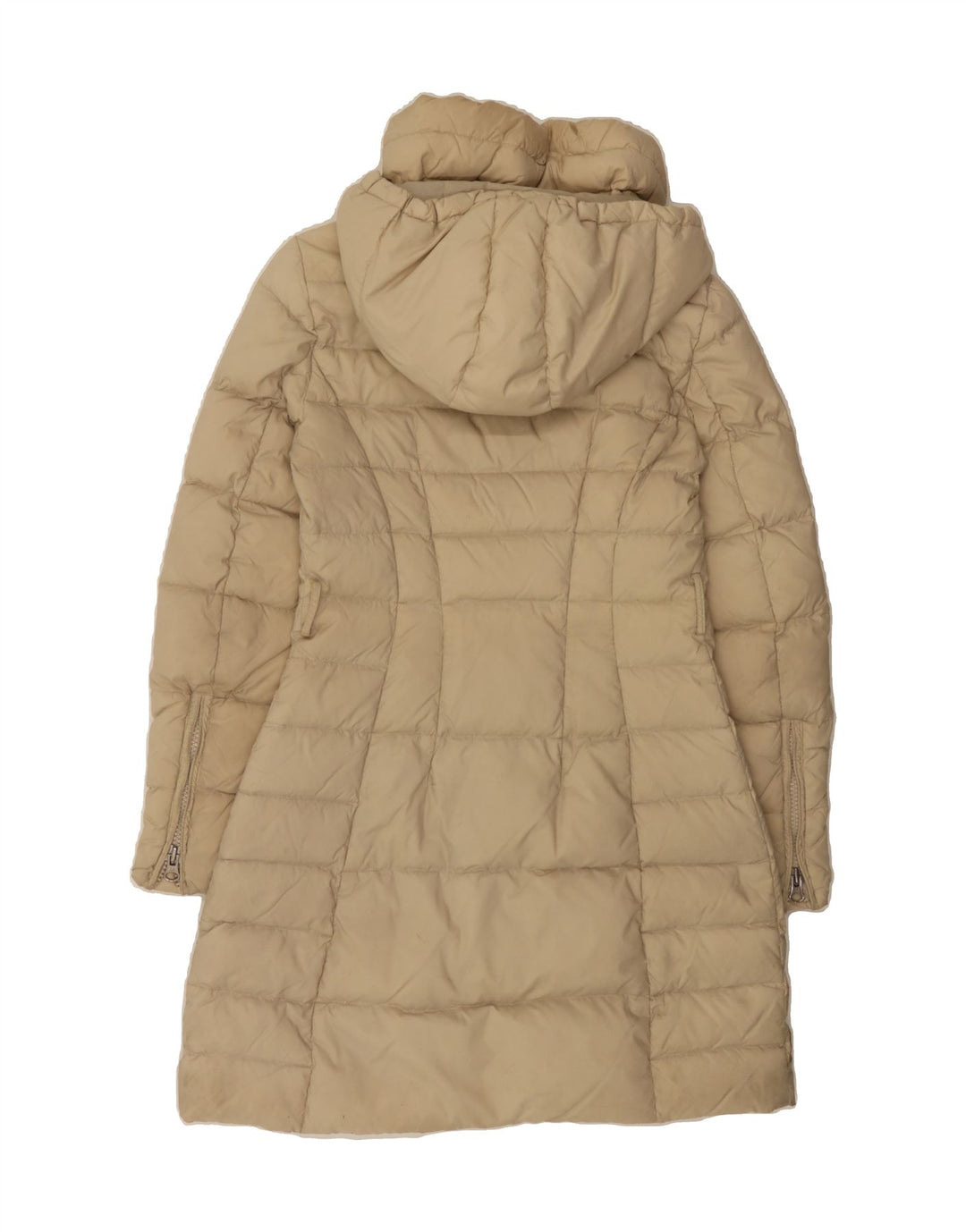 BENETTON Womens Hooded Padded Coat IT 42 Medium Beige Nylon Vintage Benetton and Second-Hand Benetton from Messina Hembry 
