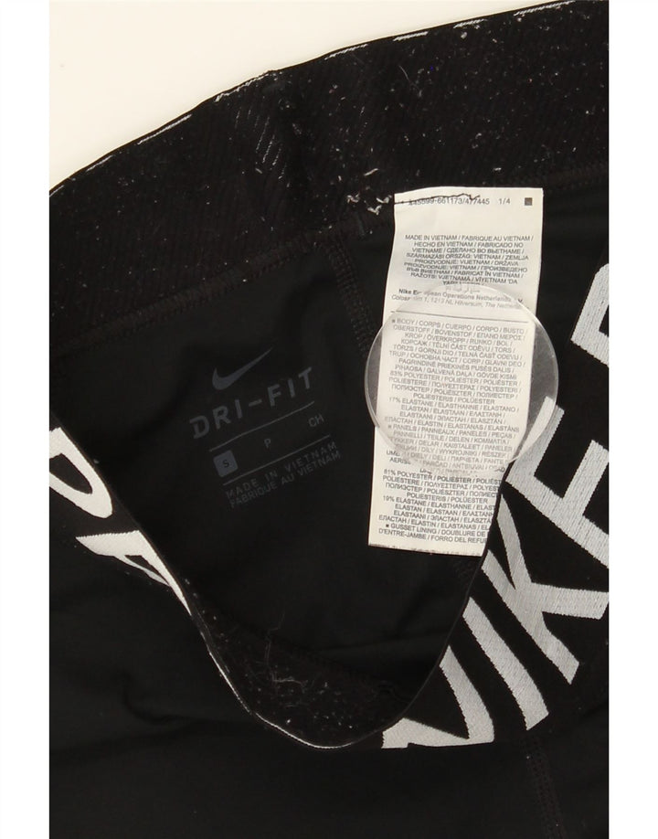 NIKE Womens Dri Fit Graphic Leggings UK 10 Small  Black Polyester