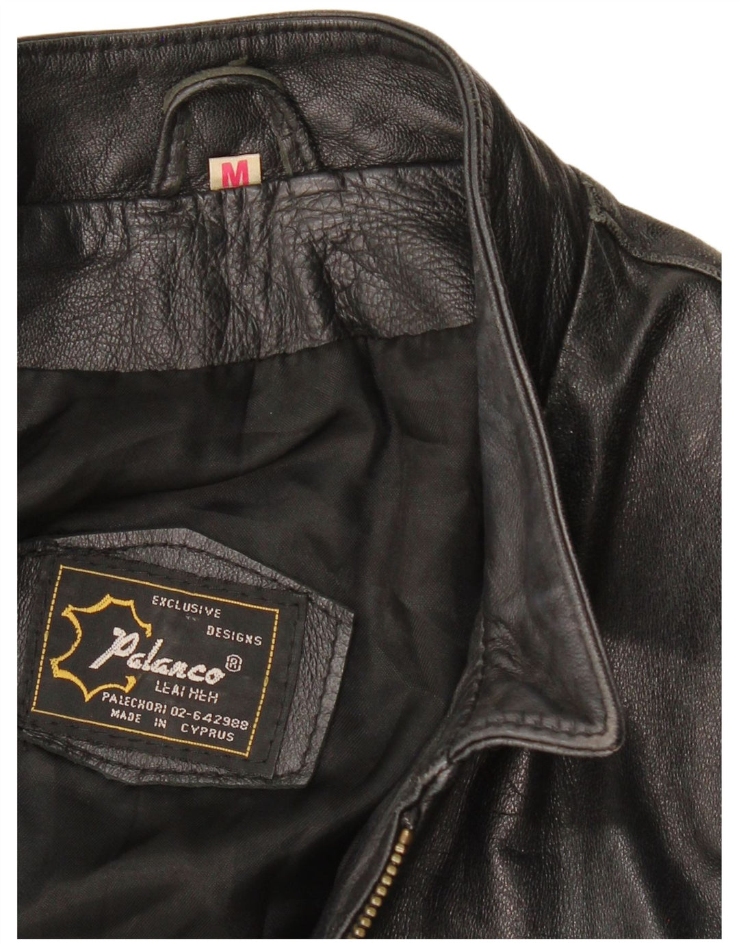 ВИНТАЖНАЯ женская укороченная кожаная куртка UK 14, кожа среднего размера, черная