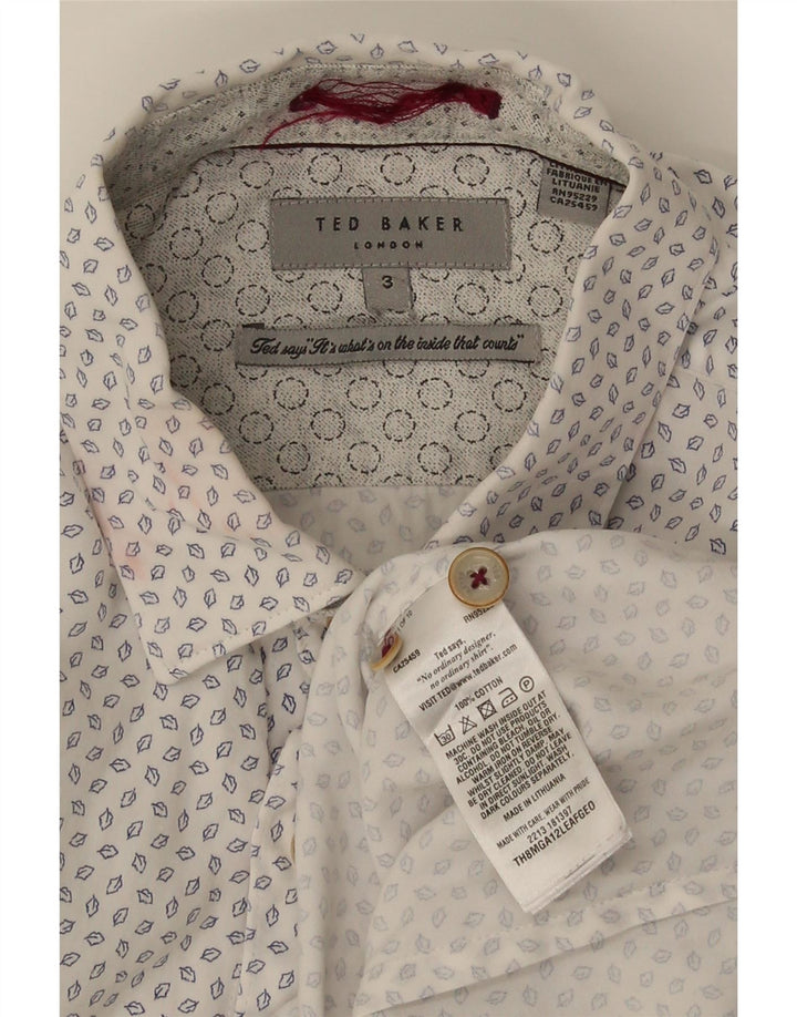 Мужская рубашка с абстрактным узором Ted Baker, размер 3, средний, белый, хлопковый