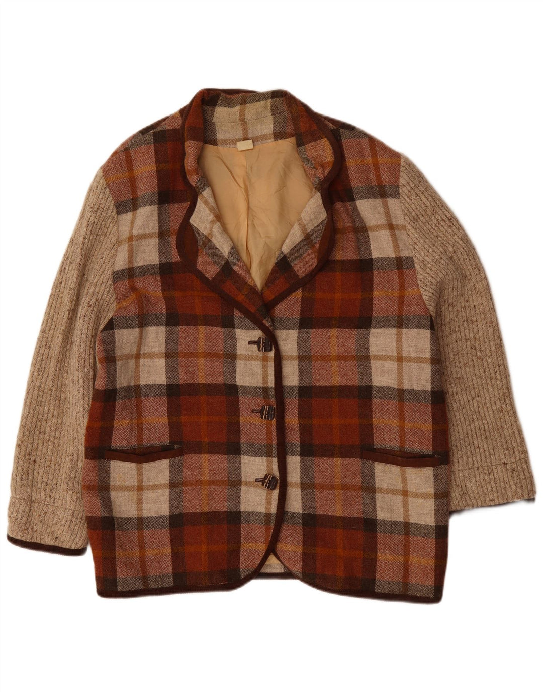 Винтажный женский пиджак с 3 пуговицами, Великобритания, 20, 2XL, бордовый полиакрил в клетку