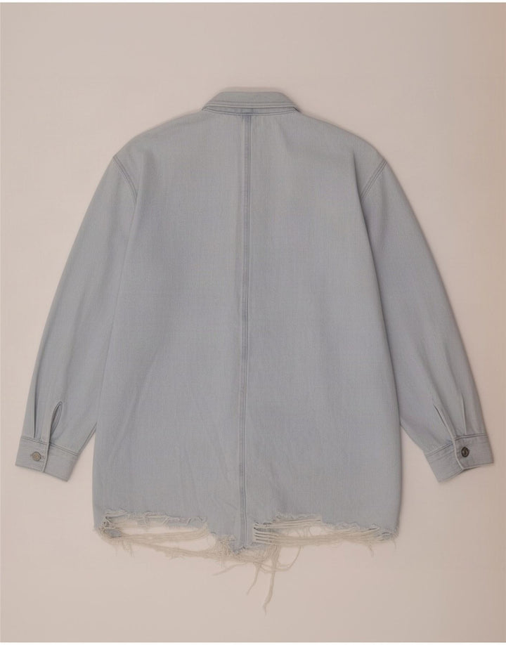 Женская джинсовая рубашка оверсайз Zara UK 14, средний синий
