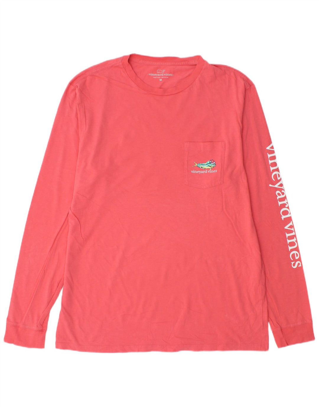 Мужской топ с рисунком Vineyard Vines, средний розовый хлопок, с длинными рукавами