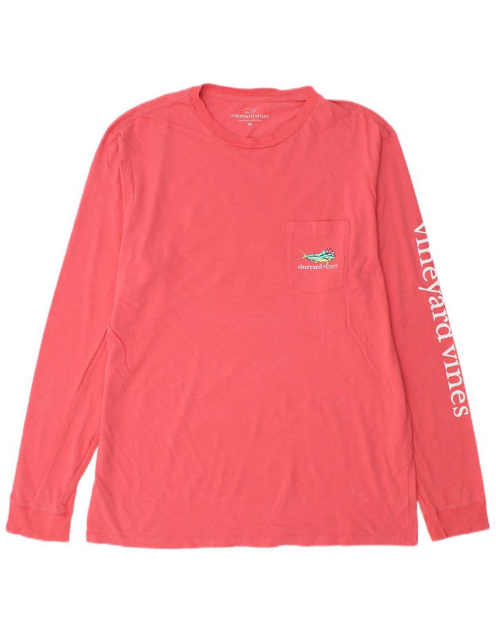 Мужской топ с рисунком Vineyard Vines, средний розовый хлопок, с длинными рукавами