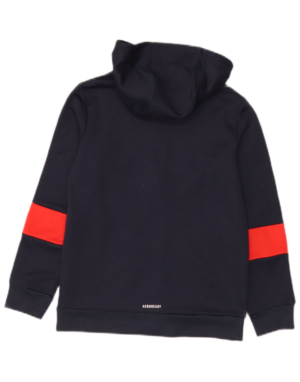 Свитер с капюшоном Adidas Aeroready для мальчиков 9–10 лет, темно-синий с цветными блоками