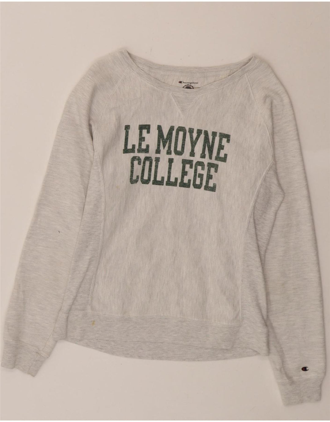CHAMPION Womens Le Moyne College Sweatshirt Jumper UK 14 Medium Grey Vintage Champion and Second-Hand Champion from Messina Hembry 