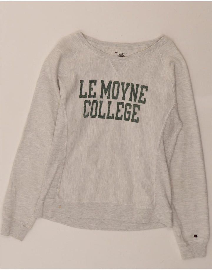 CHAMPION Womens Le Moyne College Sweatshirt Jumper UK 14 Medium Grey Vintage Champion and Second-Hand Champion from Messina Hembry 