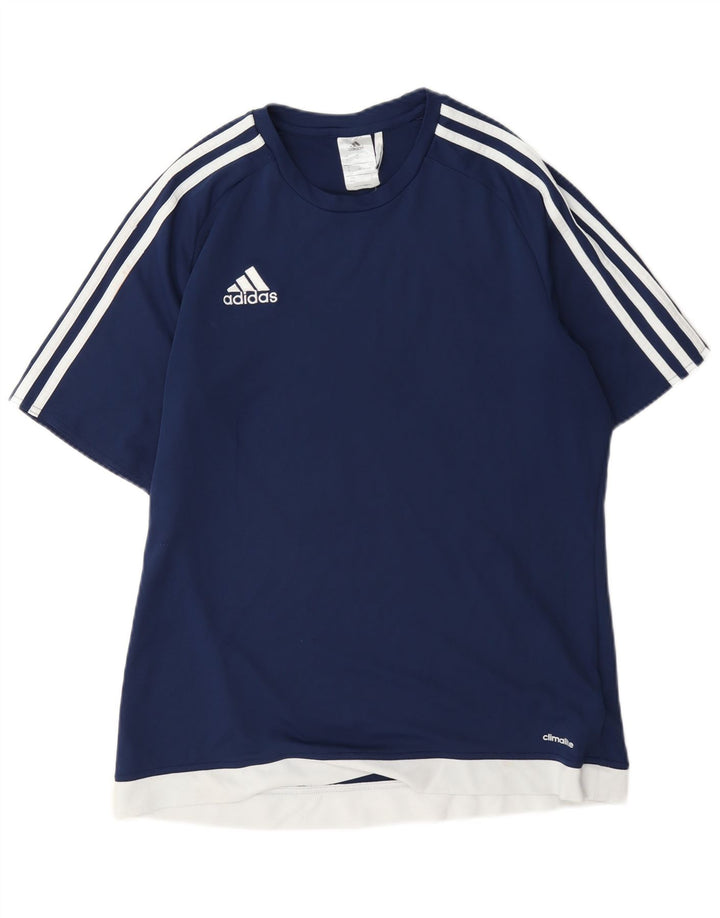 Мужская футболка Adidas Climalite, верх среднего цвета, темно-синий, полиэстер с цветными блоками
