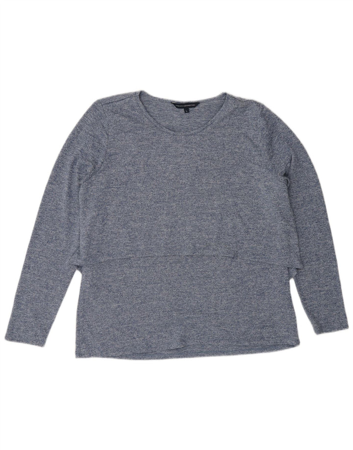 Женский топ French Connection с длинным рукавом, Великобритания, 16, большой синий полиэстер с крапинками