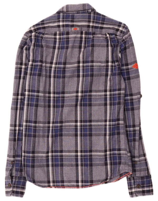 Мужская фланелевая рубашка Superdry, маленькая синяя клетка, хлопок