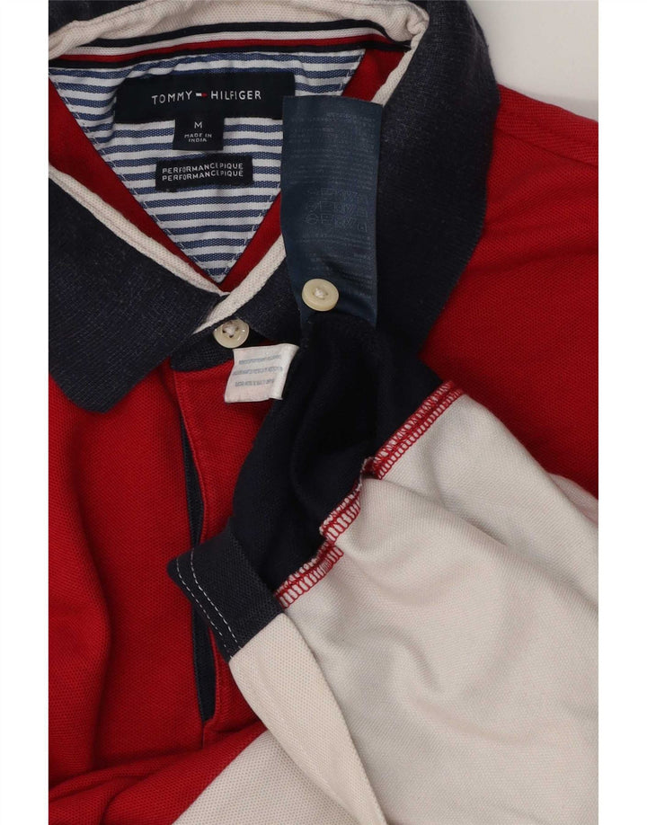 Мужская рубашка-поло Tommy Hilfiger, хлопок среднего красного цвета с цветными блоками