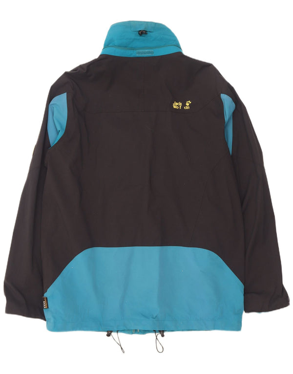 Мужская дождевик Jack Wolfskin UK 44/46 XL, синий полиамид с цветными блоками