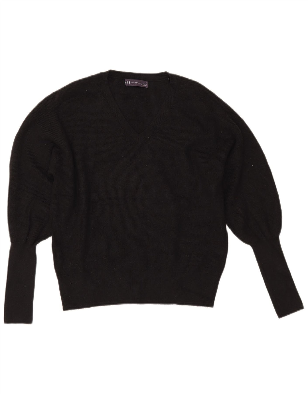 Женский укороченный джемпер с v-образным вырезом MARKS & SPENCER UK 10, маленький черный