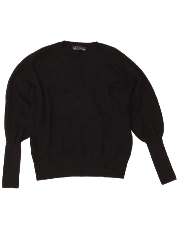 Женский укороченный джемпер с v-образным вырезом MARKS & SPENCER UK 10, маленький черный